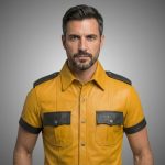 Men's Black & Red Leather Shirt Gothic Biker - Image 3