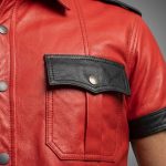 Men's Black & Red Leather Shirt Gothic Biker - Image 2