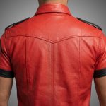 Men's Black & Red Leather Shirt Gothic Biker - Image 4