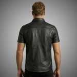 Leather Police Shirt with Color Stripes | Black Short Sleeve - Image 2