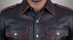 Men's Black & Red Piping Leather Shirt Gothic Biker - Image 2