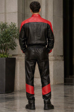 Red & Black Leather Track Suit | Men’s Leather Sportswear - Image 4