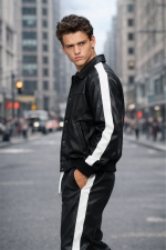 Black & White Leather Track Suit | Men’s Leather Sportswear - Image 4