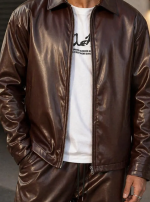 Genuine Brown Leather Track Suit | Men’s Leather Sportswear - Image 3