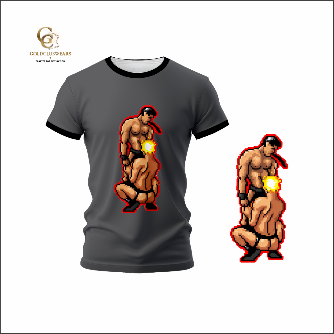 DTF-Sticker-Gray-T-Shirt Gray & Black Cotton T-Shirt - Image 1