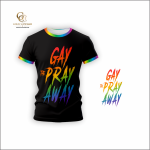 Rainbow Trim Printed T-Shirt Gay The Pray Away Design