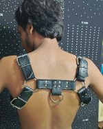 Black Leather Chest Harness With Metal Hard Wears - Image 5