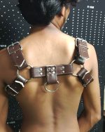 Brown Leather Chest Harness With Metal Hard Wears - Image 5