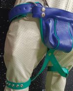 Blue & Teal Color Leather Harness With Matching Thong - Image 3