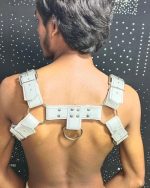 White Leather Chest Harness With Metal Hard Wears - Image 5