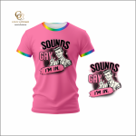 Rainbow Trim Printed T-Shirt Sounds Gay Designs