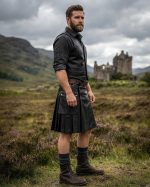 Black Real Leather Utility Kilt - Image 2