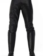 Black Leather Hipster Pants for Men | Slim Fit Biker Pants