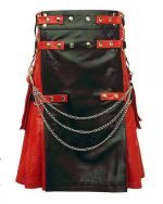 Red & Black Leather Kilt