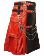 Red & Black Leather Kilt - Image 3