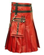Red & Black Leather Kilt - Image 4